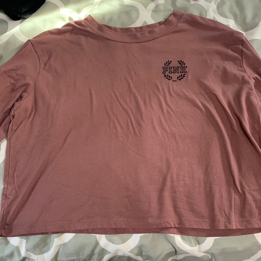 PINK Victoria's Secret Dusty Rose Long Sleeve crop tee
